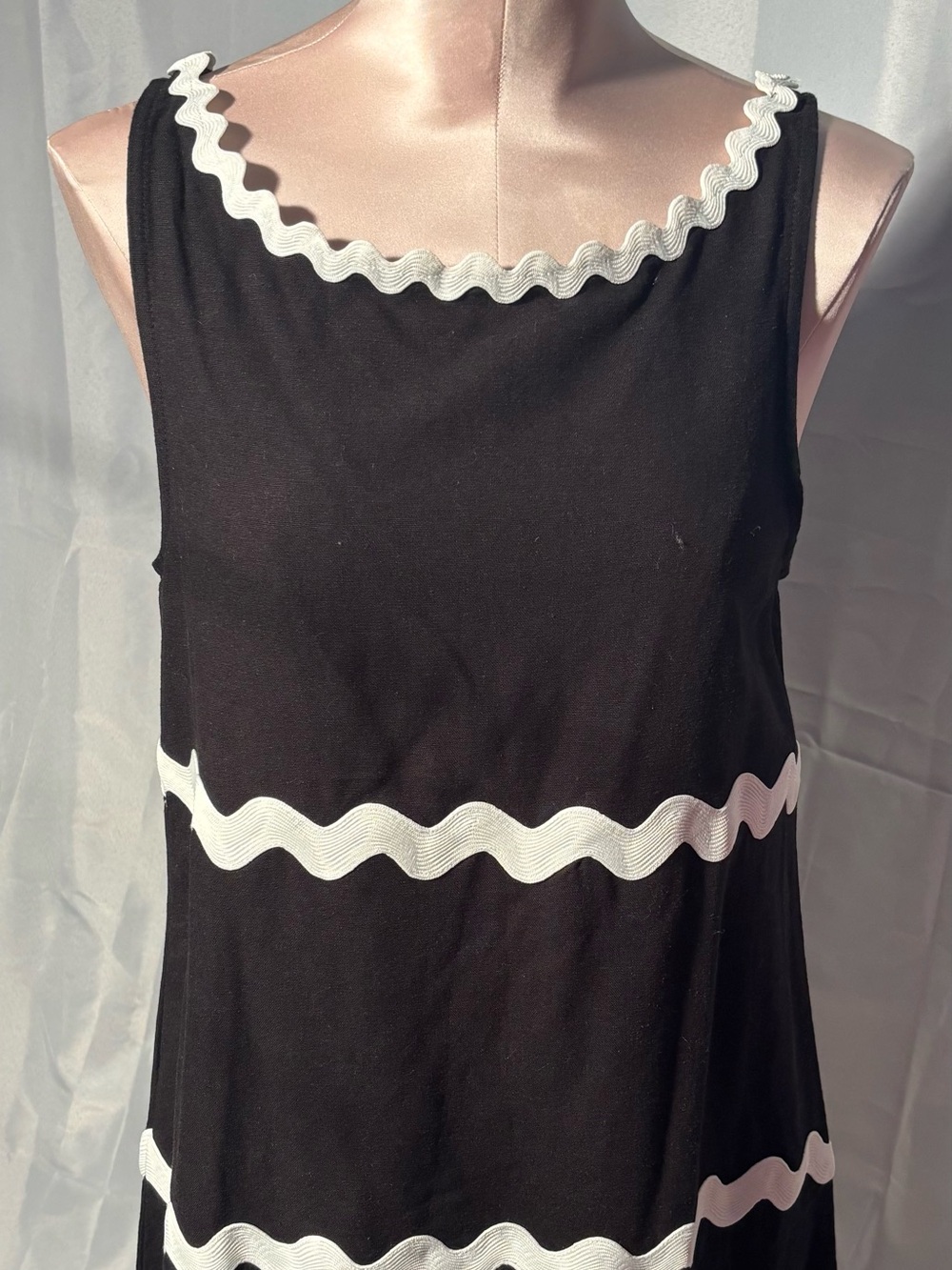 Black Dress with White Rickrack Trim - Women's Sleeveless Dress 4 our dreamers